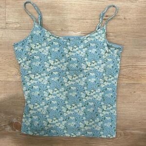 Gap Size M Blue & Green stretchy camisole with adjustable straps; built in bra